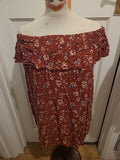 Ladies Primark Size 10 Purpley Red Floral Sleeveless Frilly Hem Longline Top