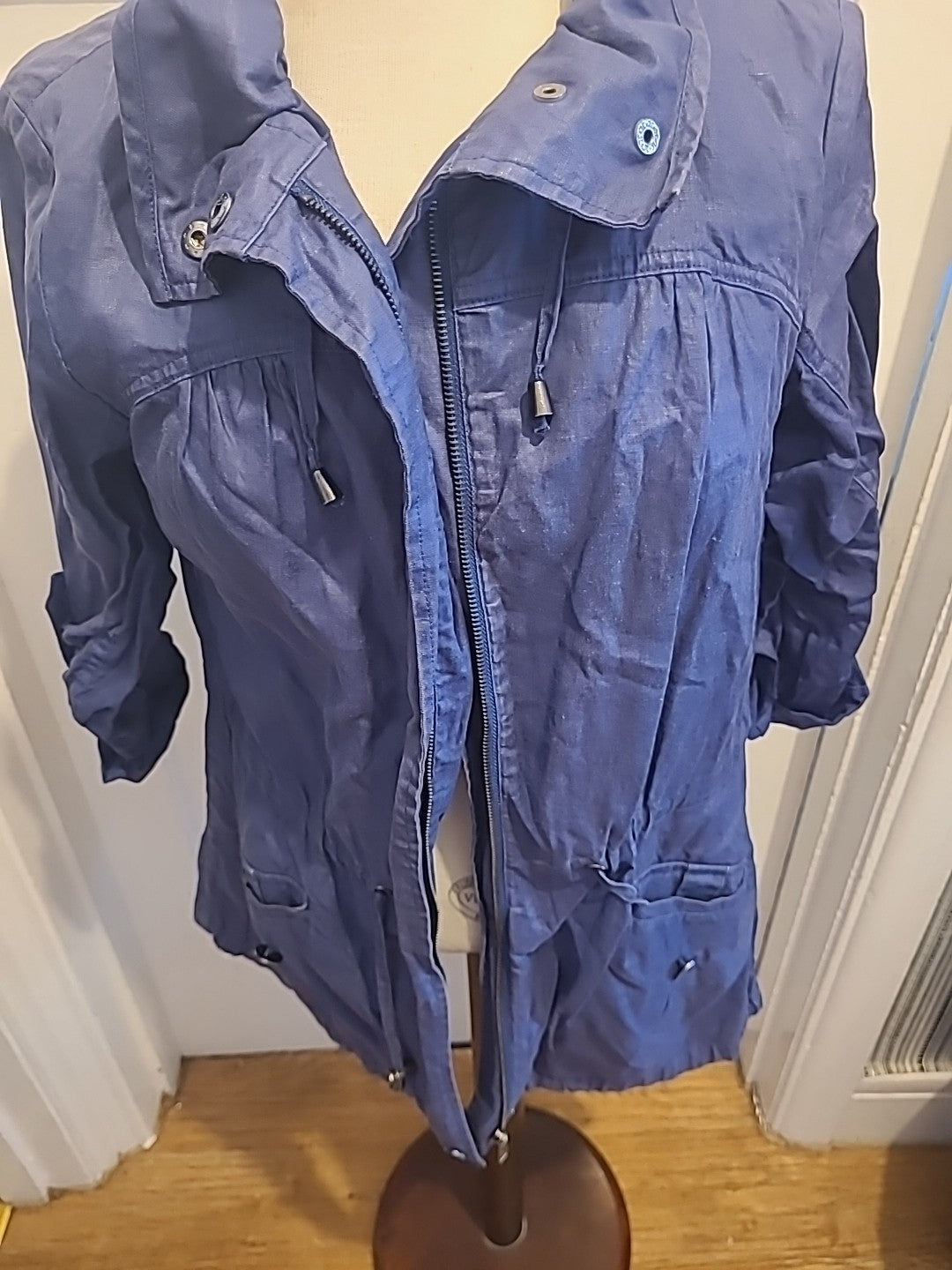 Ladies Betty Jackson Size 12 Blue Long Sleeved Zip Through Jacket