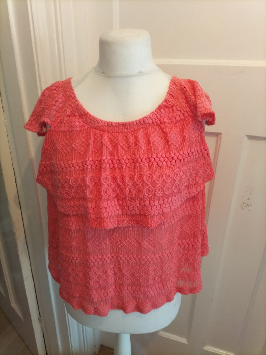 Next 10 Pink Lacey Pattern Sleeveless Blouse