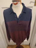 Mens Atlantic Bay Size Medium Navy/Purple Long Sleeved Polo