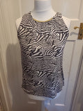 Ladies H&M Size Small Black And White Lined Sleeveless Zebra Print Top