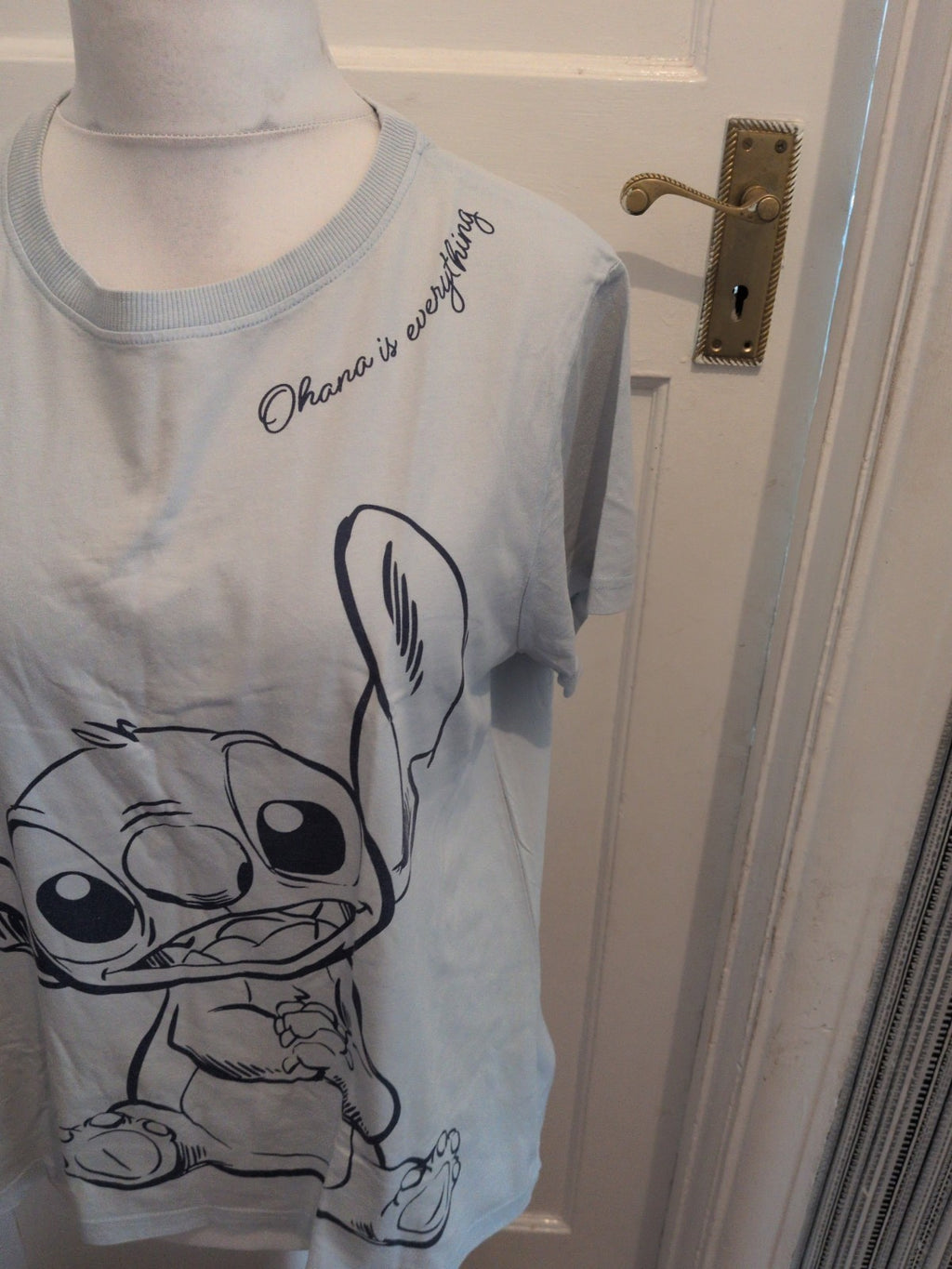 Primark Disney Large Pale Blue Stitch Print Pyjama Top