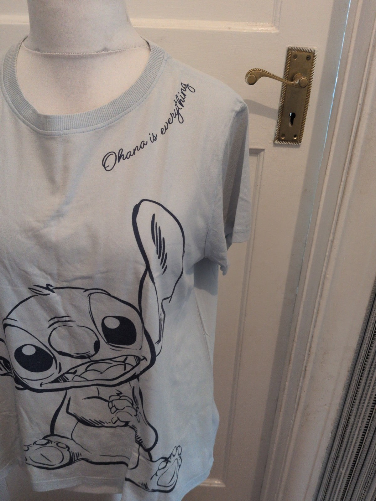 Primark Disney Large Pale Blue Stitch Print Pyjama Top