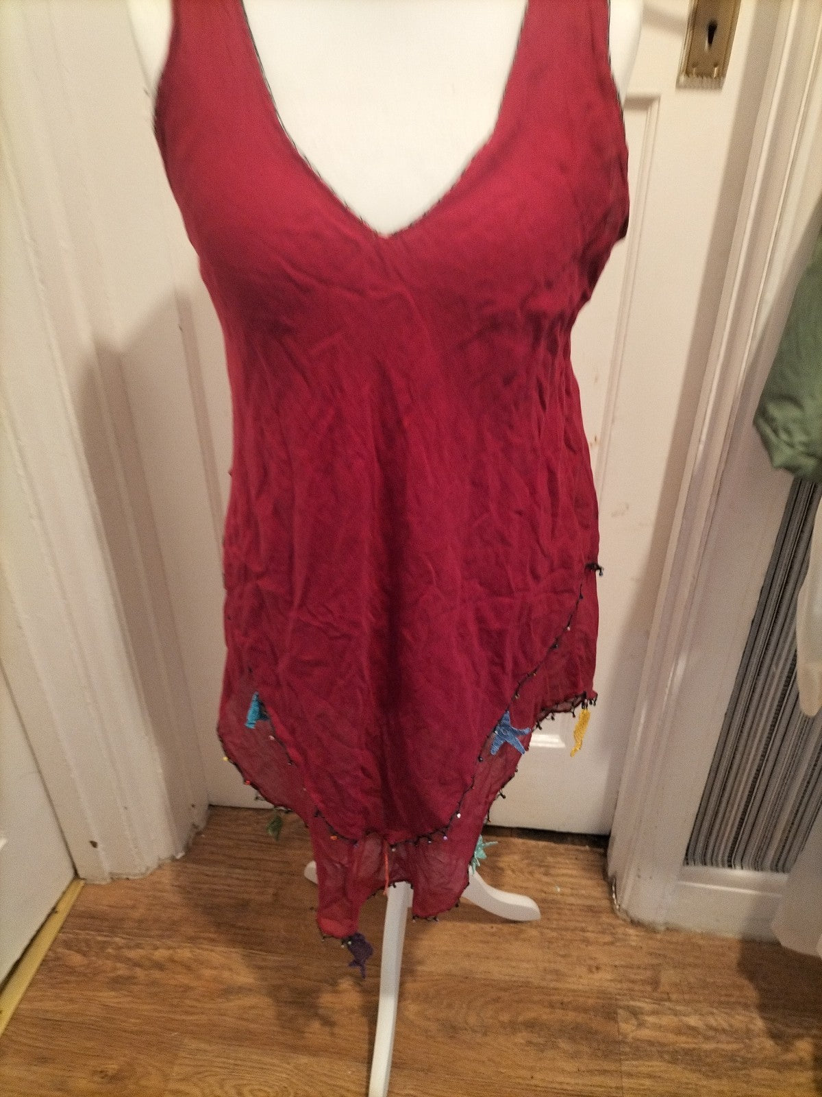 Ladies Size Large Plum Colour Fish Detail Top