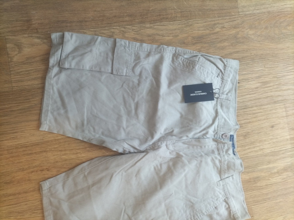 Brand New Mens Charles Classic Size 38" Stone Chino Shorts