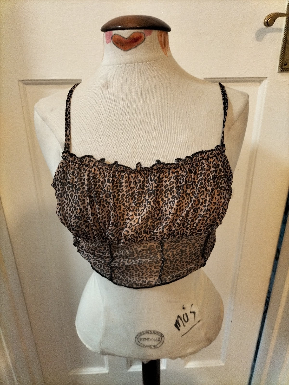 Ladies Size XS Leopard Print Sleeveless Pyjama Top