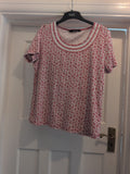 BM Casual Medium Red And White Short Sleeve Blouse