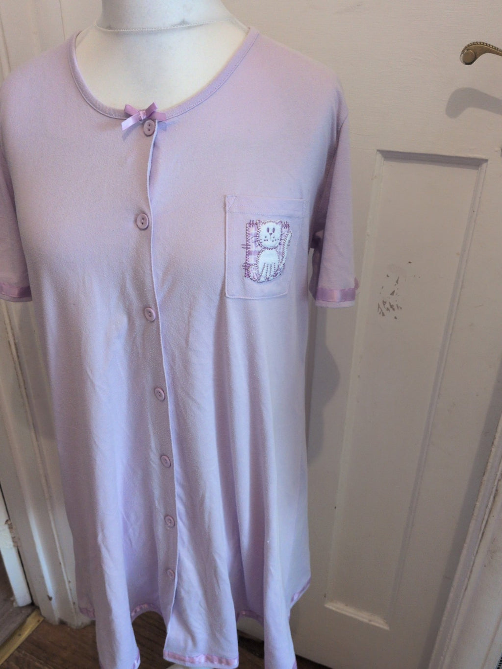 Ladies Size 18-20 Lilac Purple Buttoned Short Sleeve Nightwear Pyjama
