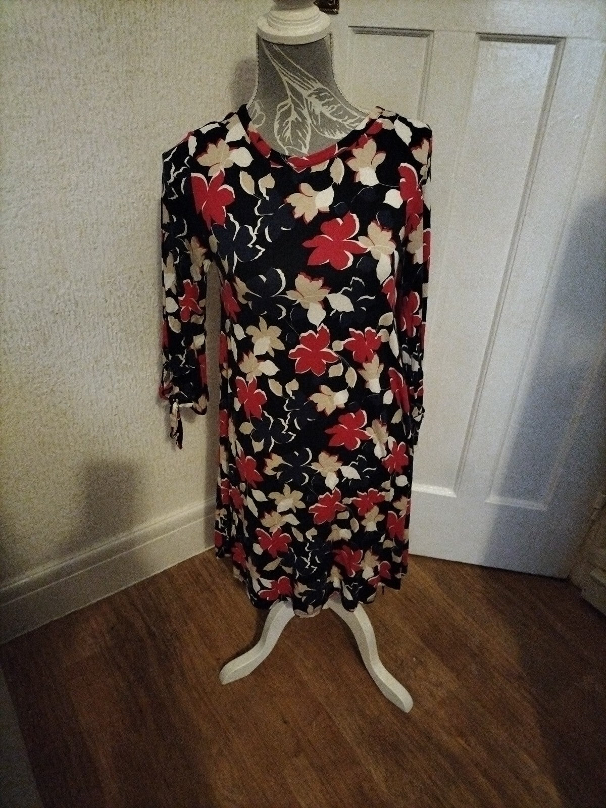 Ladies Debenhams Size 10 Black/Pink Floral Dress