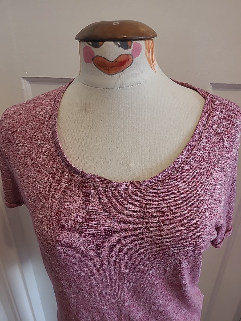 Ladies Primark Size 10 Purple Fleck Short Sleeved Tshirt