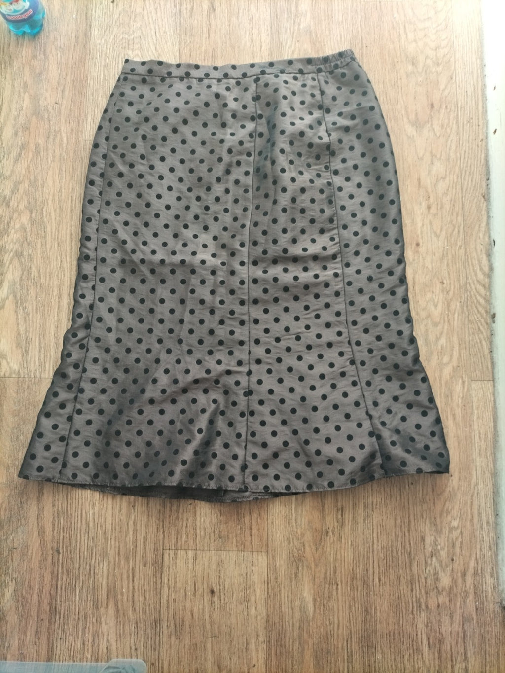 Ladies Size 10 Bronze And Black Polkadot Lined Skirt