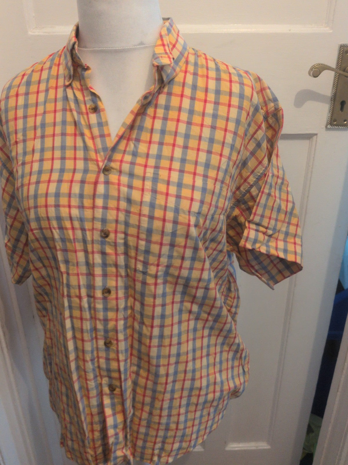 Tom Sayers Medium Mustard Check Short Sleeve Shirt