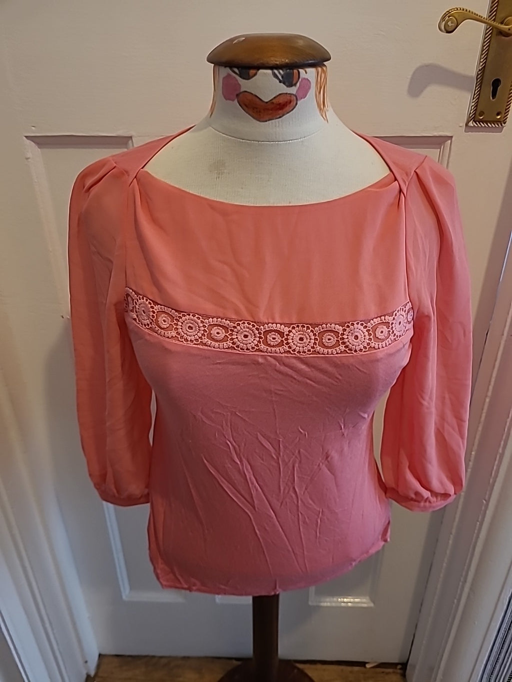 Ladies Oasis Top Size XS Coral In Colour Long Sleeved