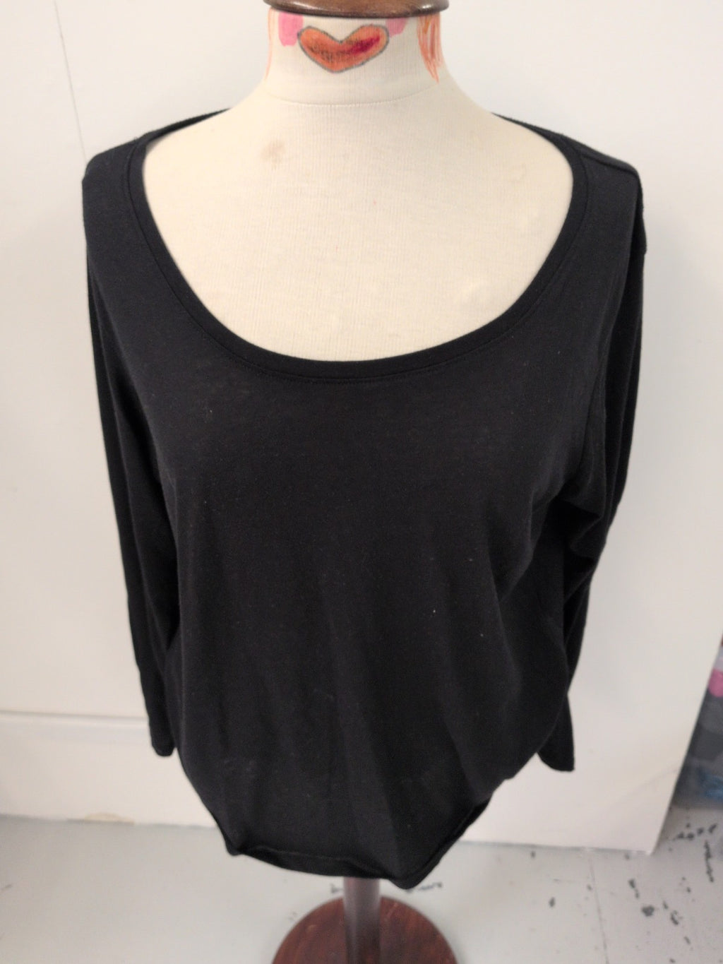 Primark 18-20 Black Long Sleeve Slouchy T-shirt