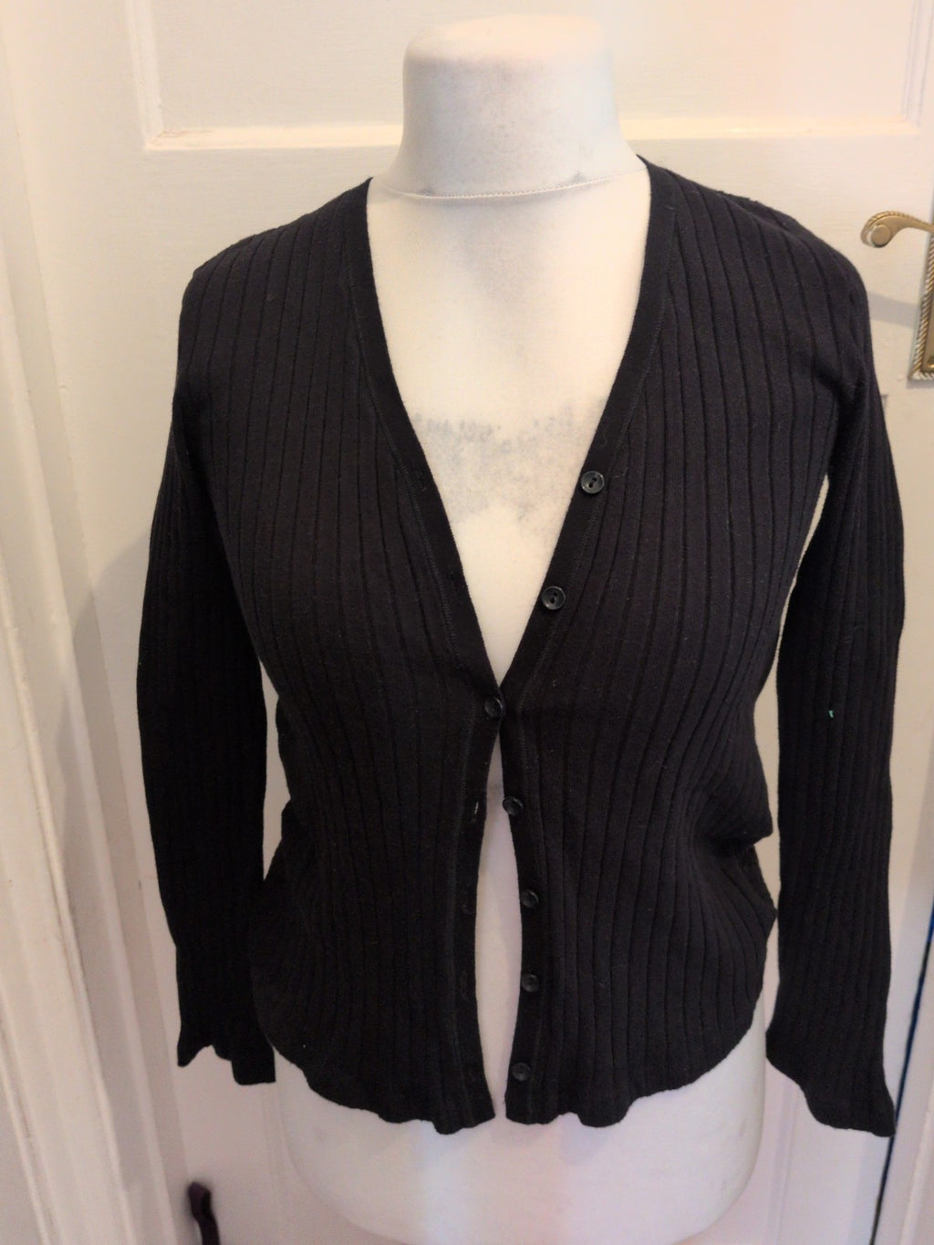 Marks And Spencer 14 Black V Neck Buttoned Cardigan