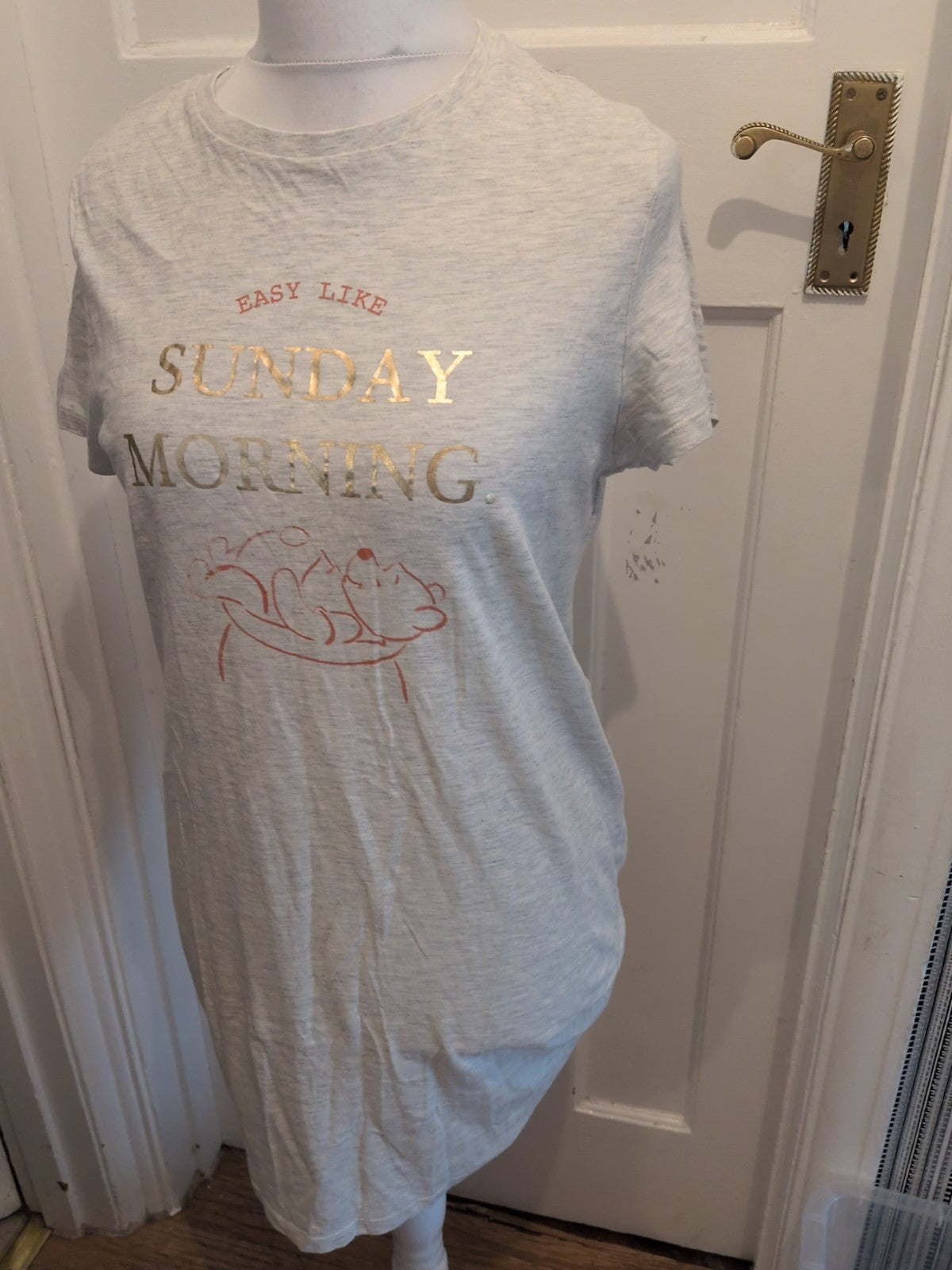 TU Disney 12 Grey Winnie The Pooh Print Short Sleeve Nighty