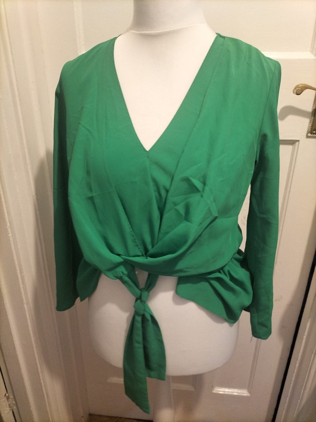 Ladies Topshop Size 10 Green Long Sleeve Blouse