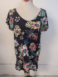 Ladies George Size 14 Navy With Floral Patterning Short Sleeve T-shirt