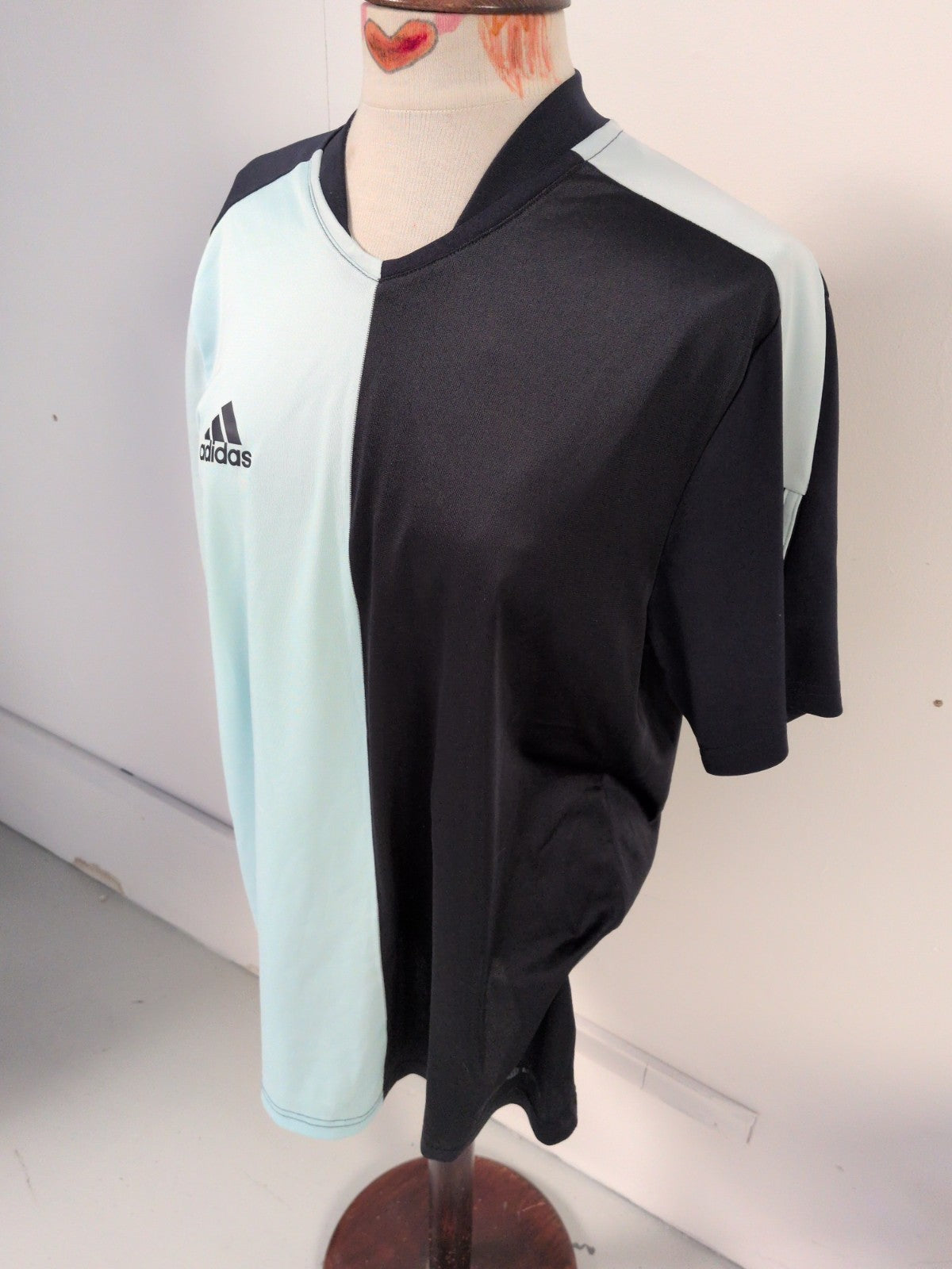 Adidas Large Pale Blue And Black Short Sleeve T-shirt