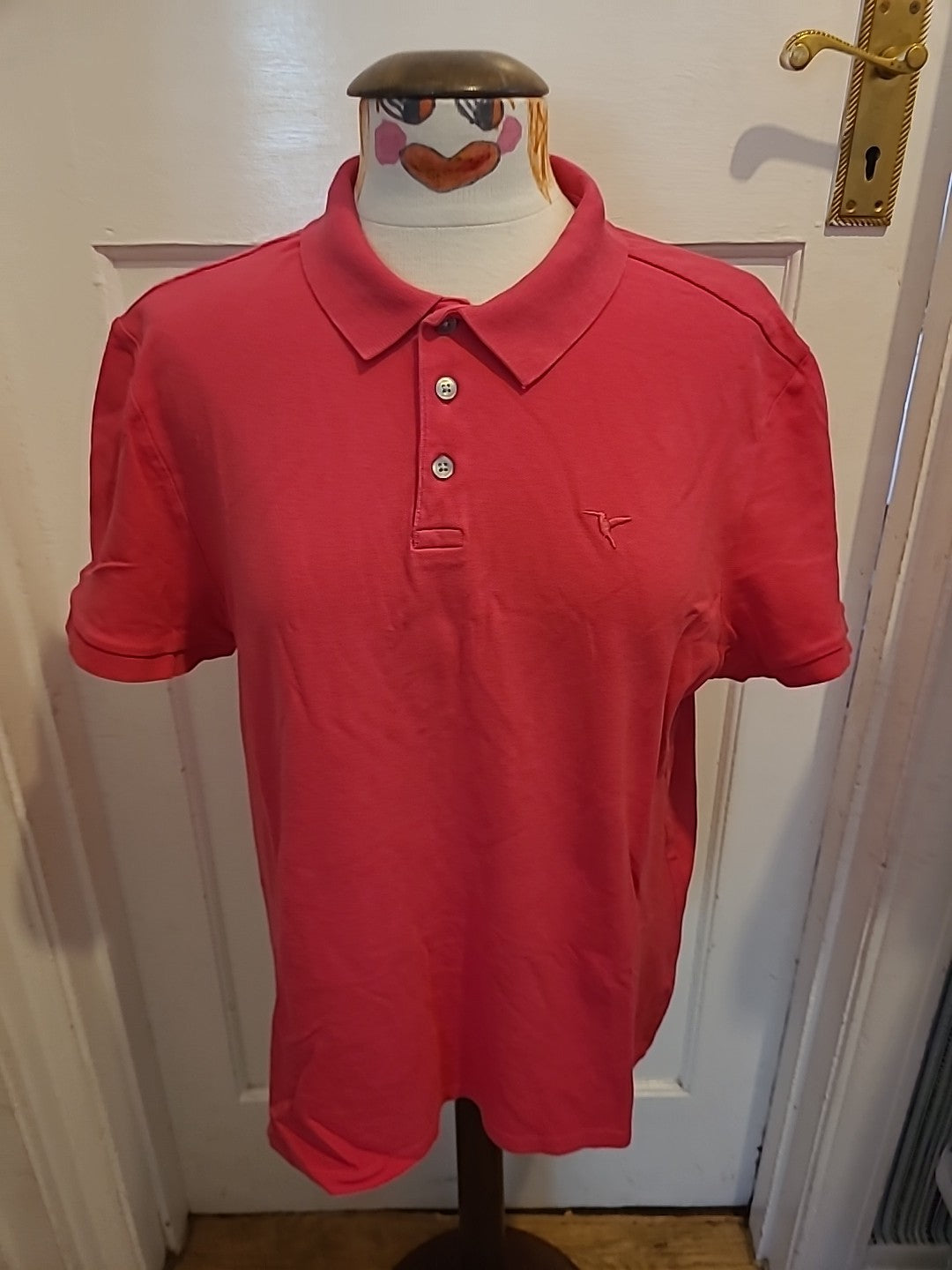 Mens F+F Size Large Pink Short Sleeved Polo Shirt
