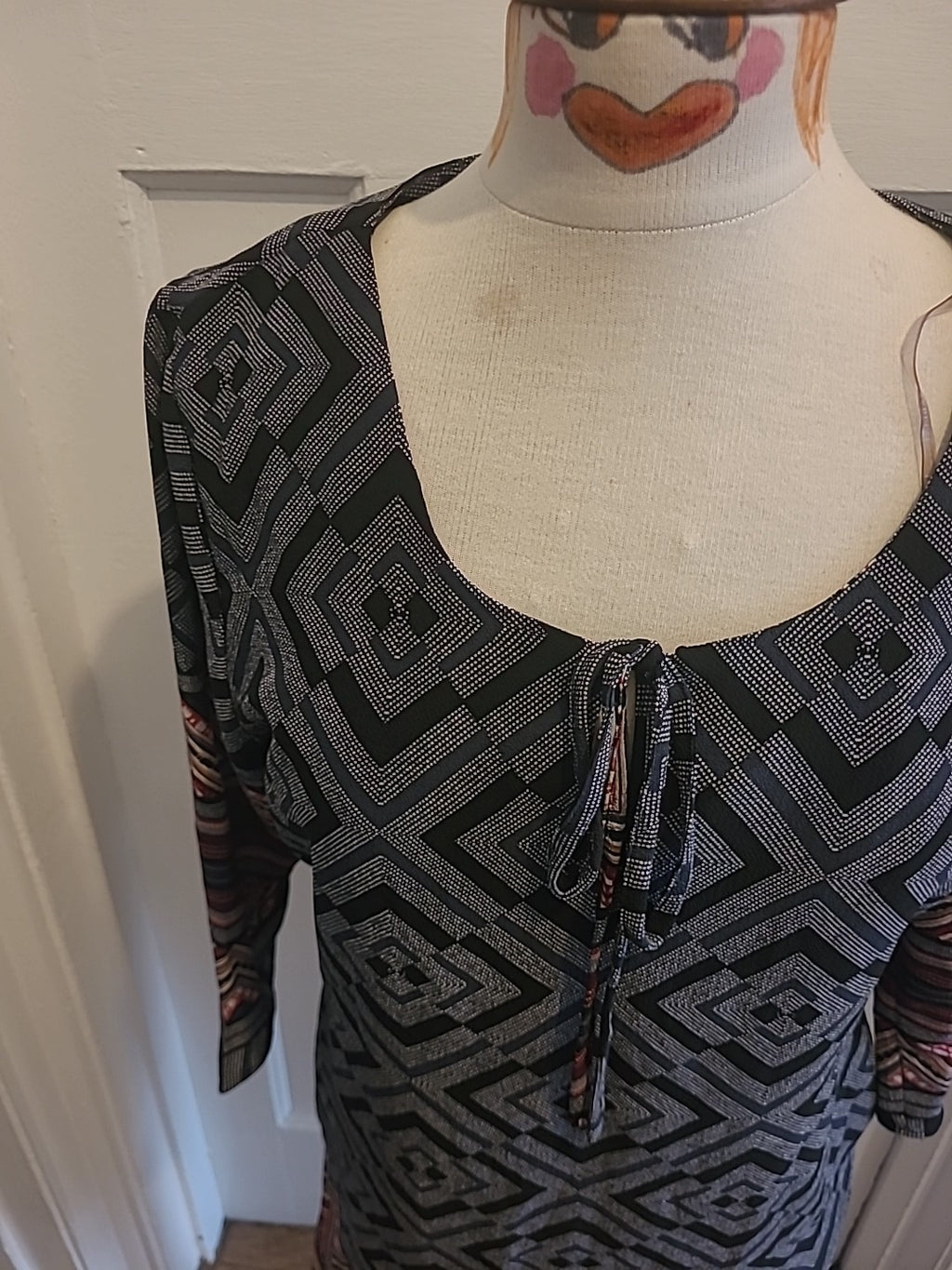 Ladies Stella Morgan Size 12 Grey Black Detailed Dress