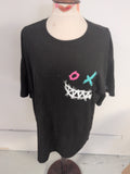 Shein XL Black Short Sleeve Print T-shirt