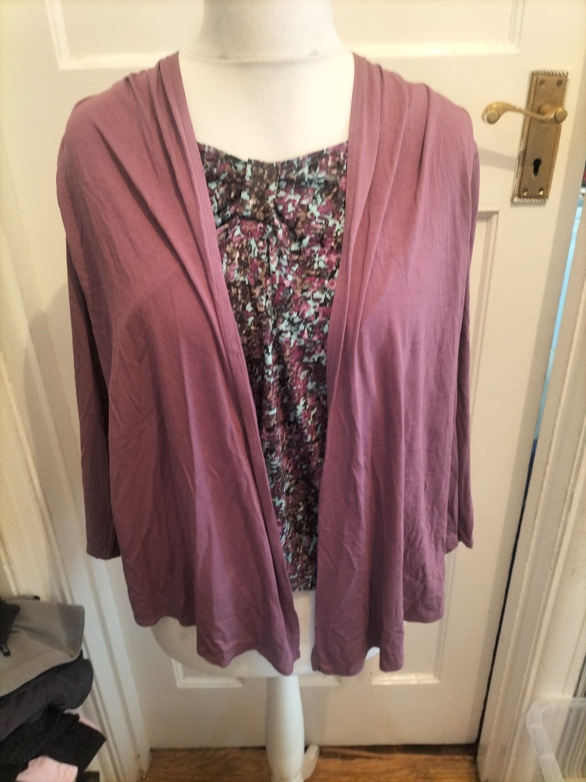 Ladies Classics 18 Multi Purple Long Sleeved Blouse