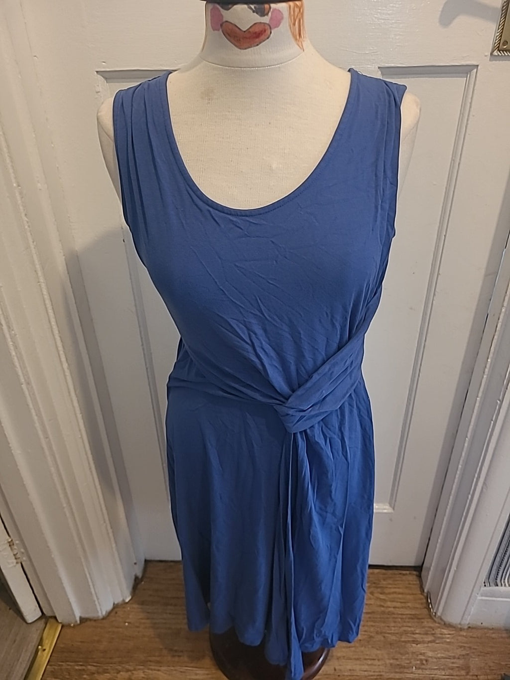 Ladies Thought Size 10 Blue Sleeveless Knot Detailed Dress