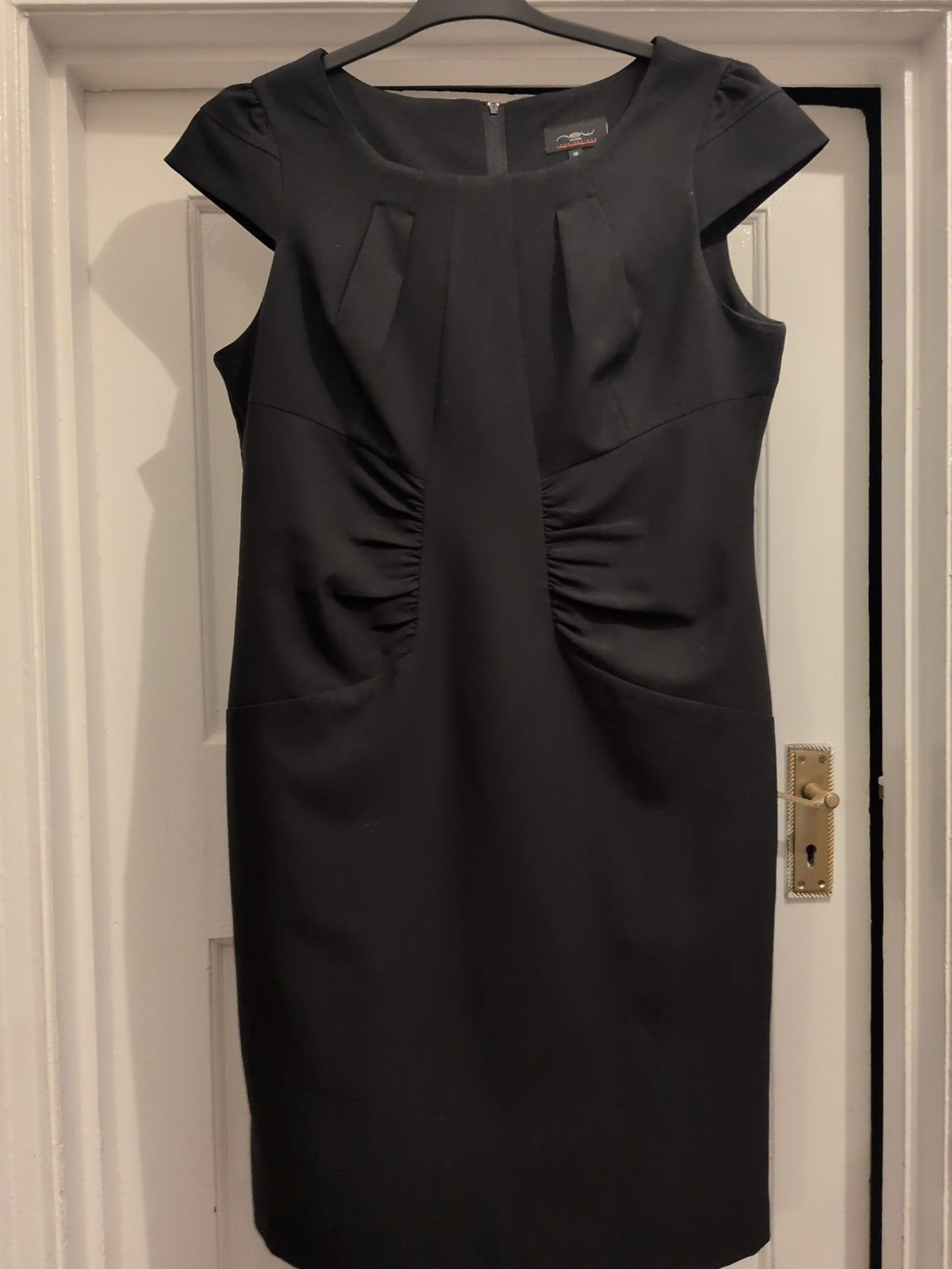 New Look 16 Black Sleeveless Slight Ruched Dress Lined