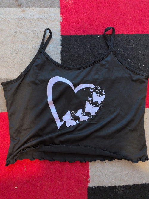 2XL Black With Purple Pyjama Cami