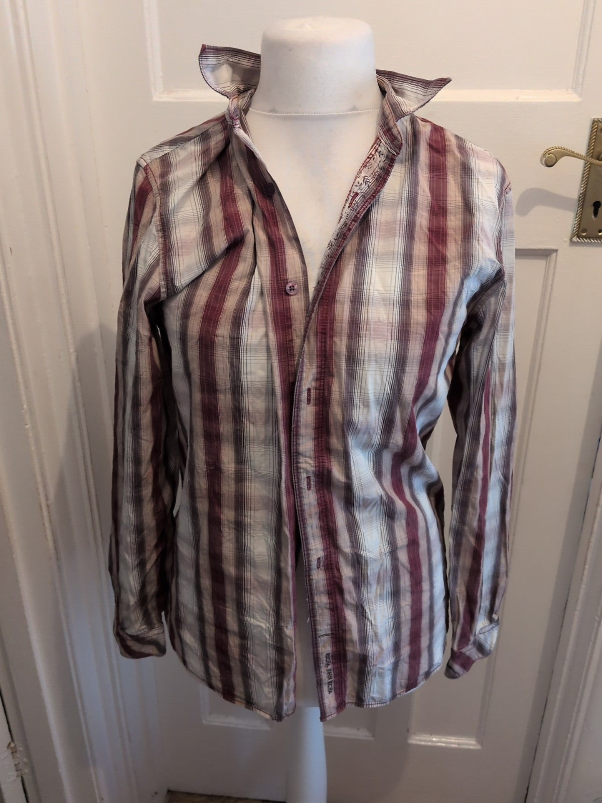 Rocha John Rocha Small Purple Grey Long Sleeve Shirt