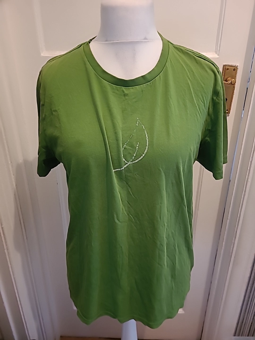 Mens Size L Green With White Leaf Short Sleeved Tshirt