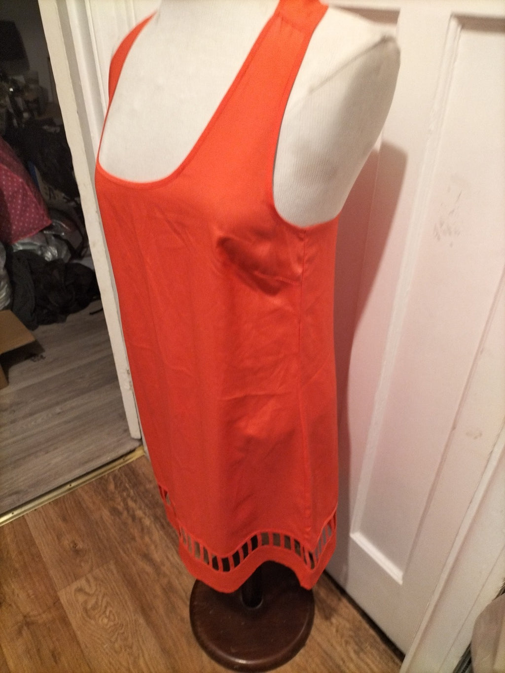 Ladies Asos Size 12 Bright Peach Sleeveless A Line Dress