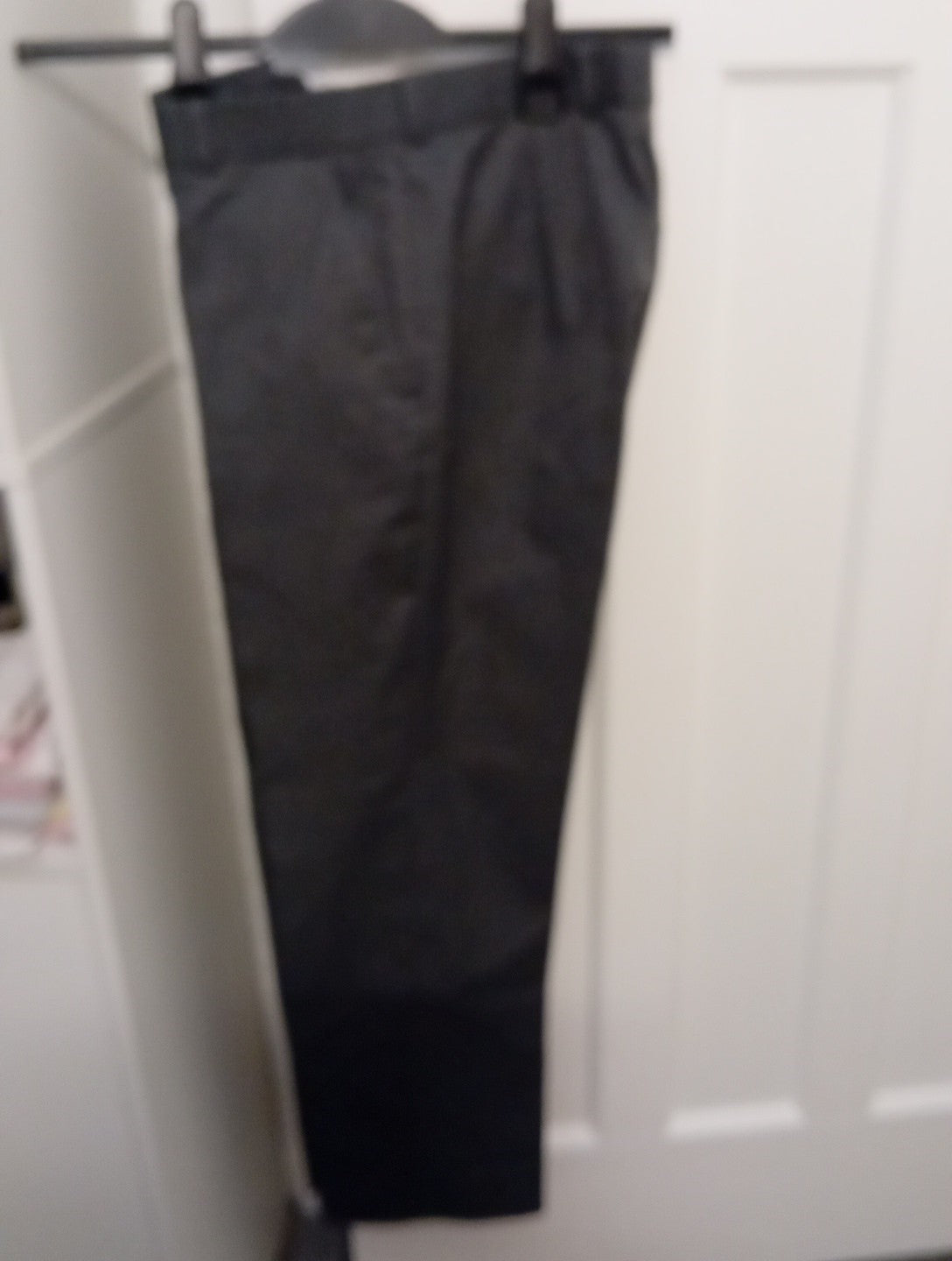 Mens Trousers Size 32 W Short Leg Pinstripe Fine Lines Grey