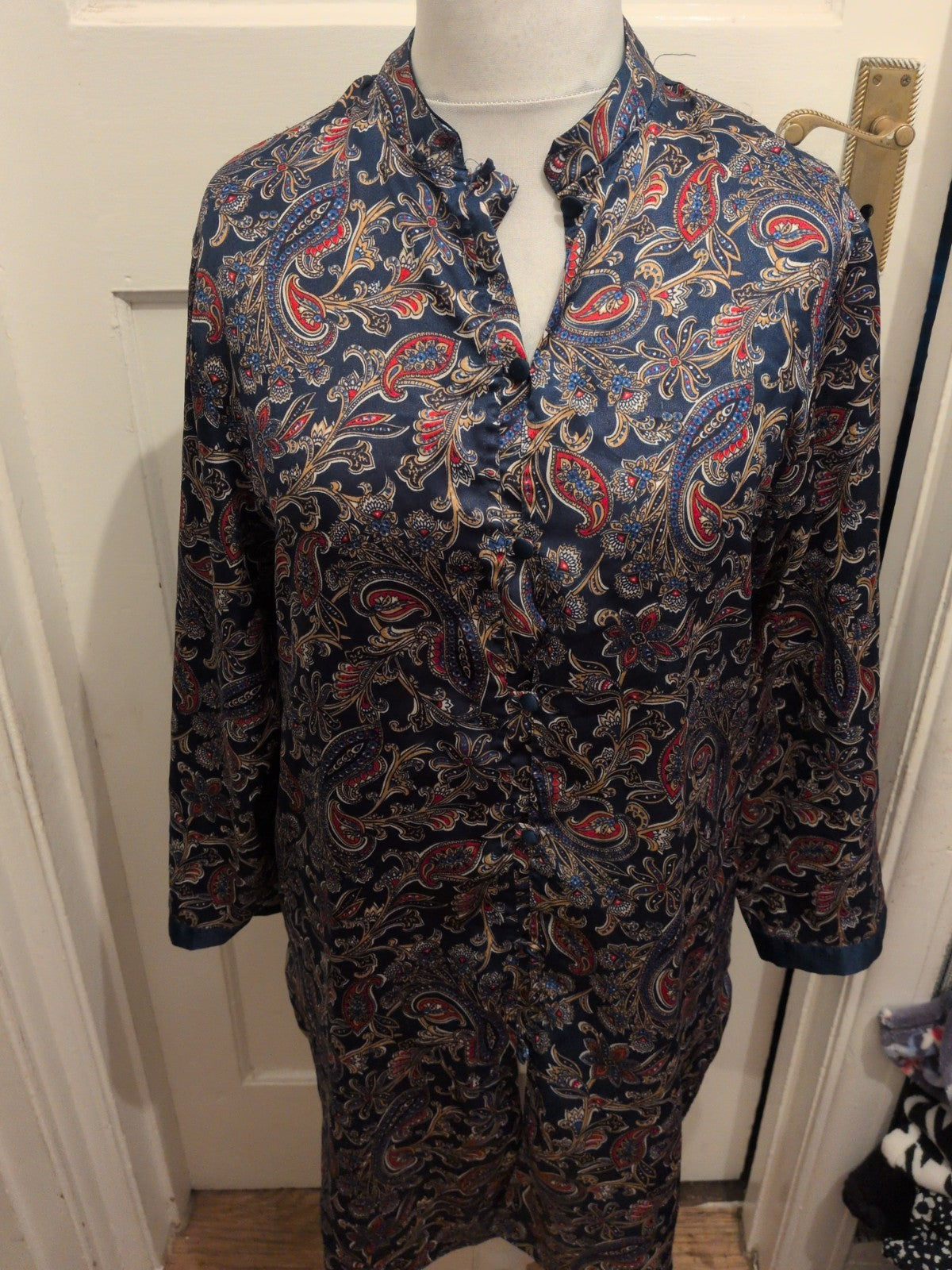 Marks And Spencer St Michael 12-14 Multicoloured Aztec Buttoned Night Dress