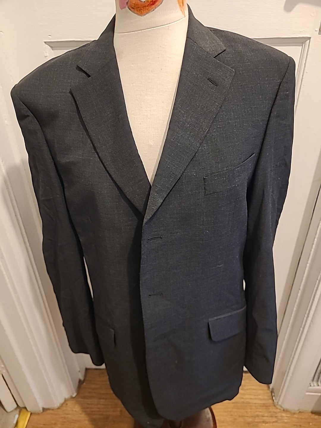 Mens Marks And Spencer Size 42L Dark Grey/Navy Padded Lined Blazer