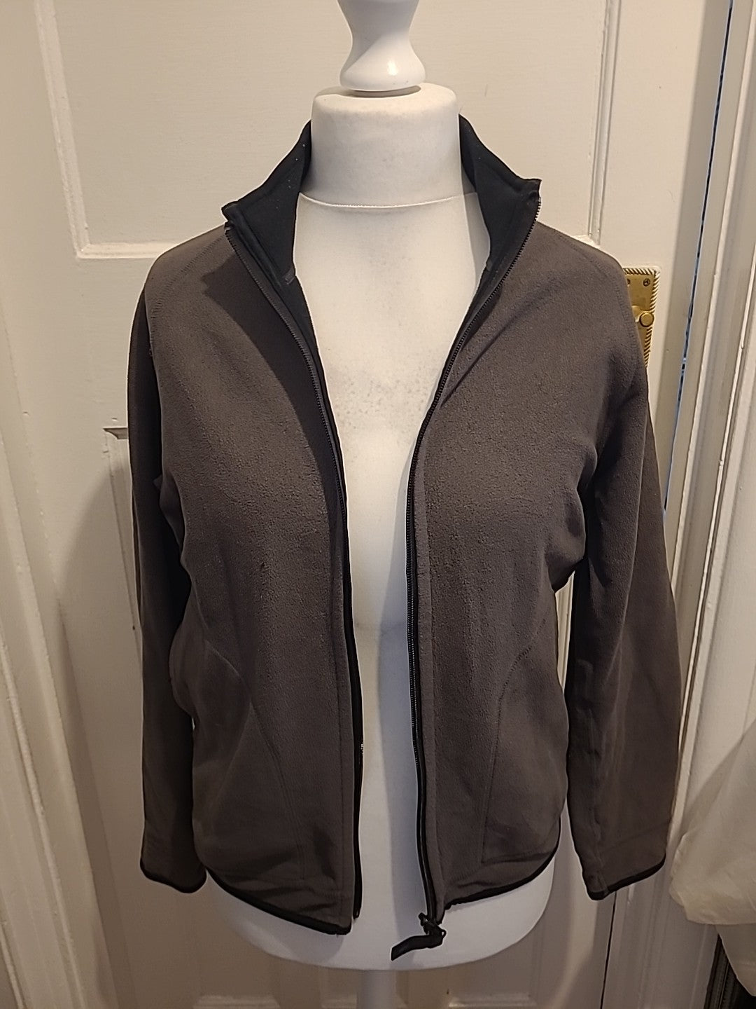 Ladies Size M Khaki Grey Zipped Jacket