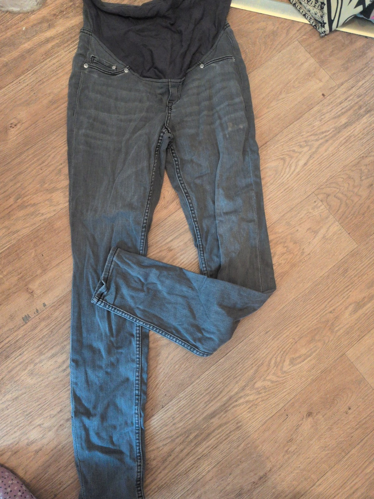 Medium Grey High Rib Super Skinny Maternity Jeans