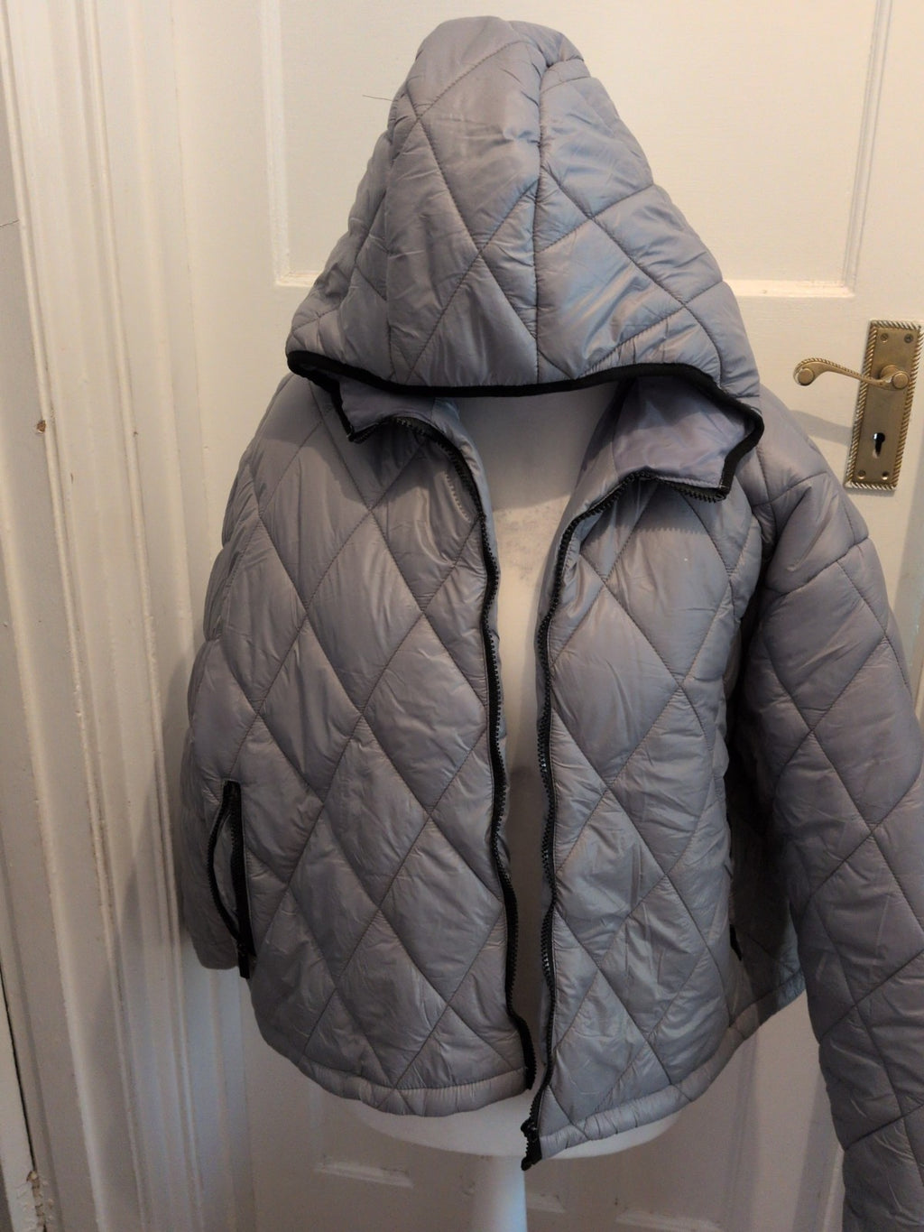 Mens Boohoo Medium Silver Puffer Jacket