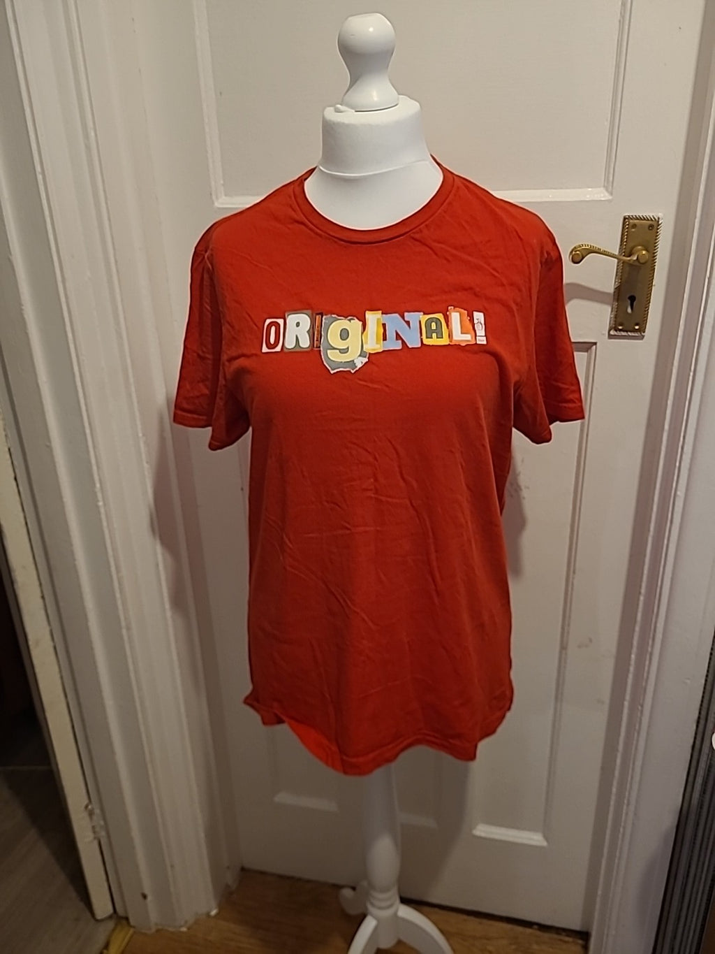 Mens Penguin Size Large Red Printed Short Sleeved Tshirt