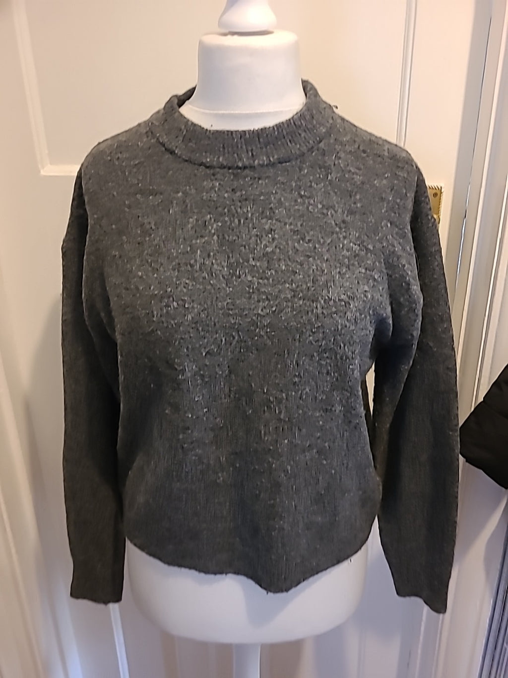 Ladies H&M Size Small Grey Fluffy Long Sleeved Jumper