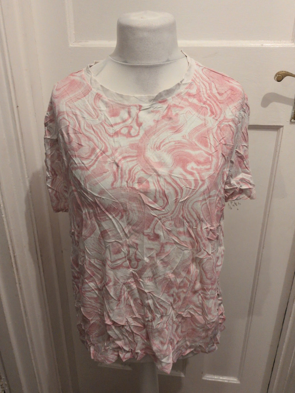 Primark 2XL Pink And White Printed Short Sleeve T-shirt