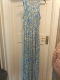 Ladies H&M Size 8 Blue White Sleeveless Super Long Length Dress