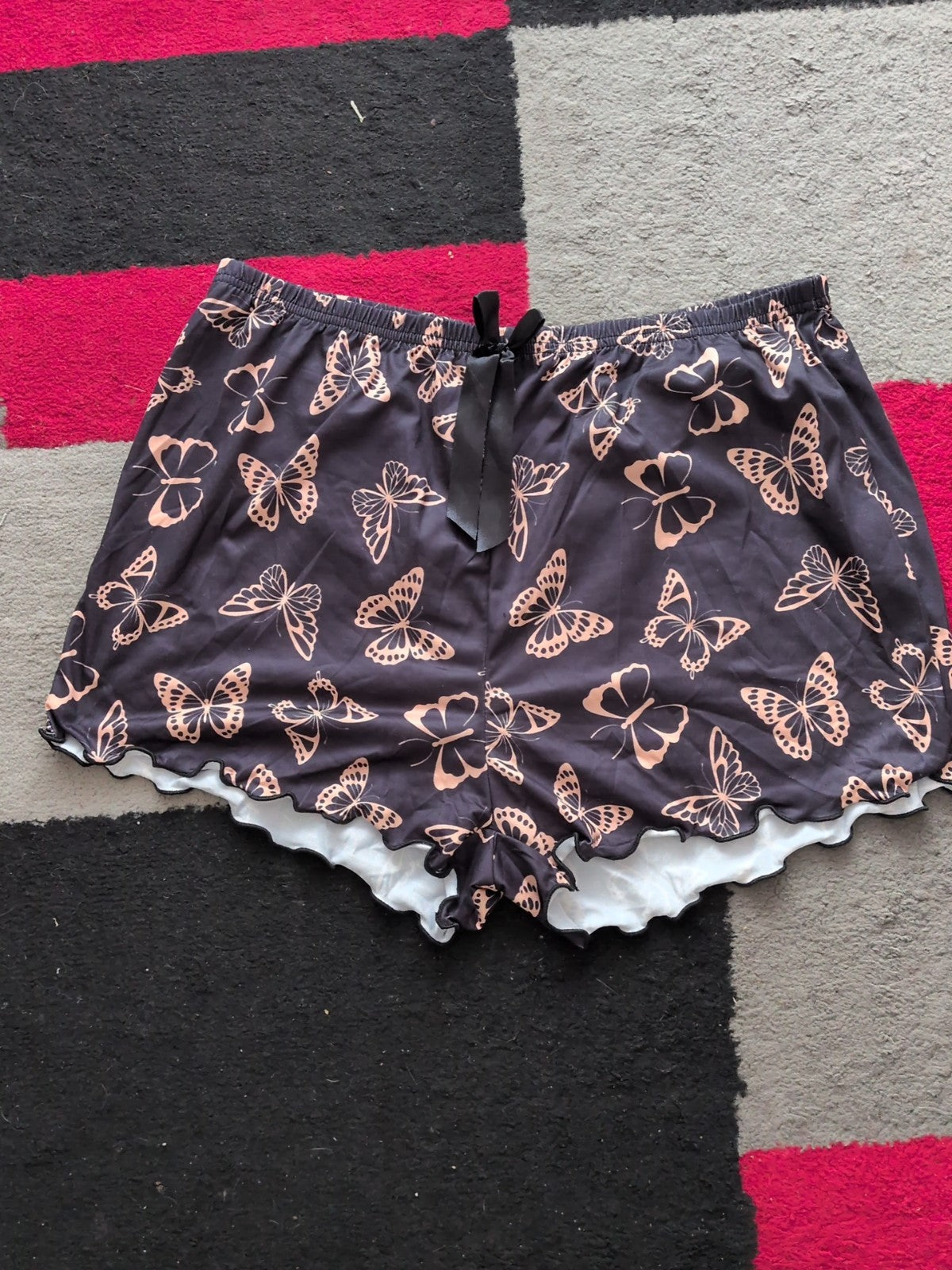 2XL Black And Brown Butterfly Pyjama Sleep Shorts