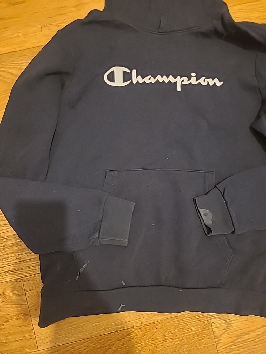 Boys Champion Age 15-16 Years Navy Pullover Hoodie Has Marks On