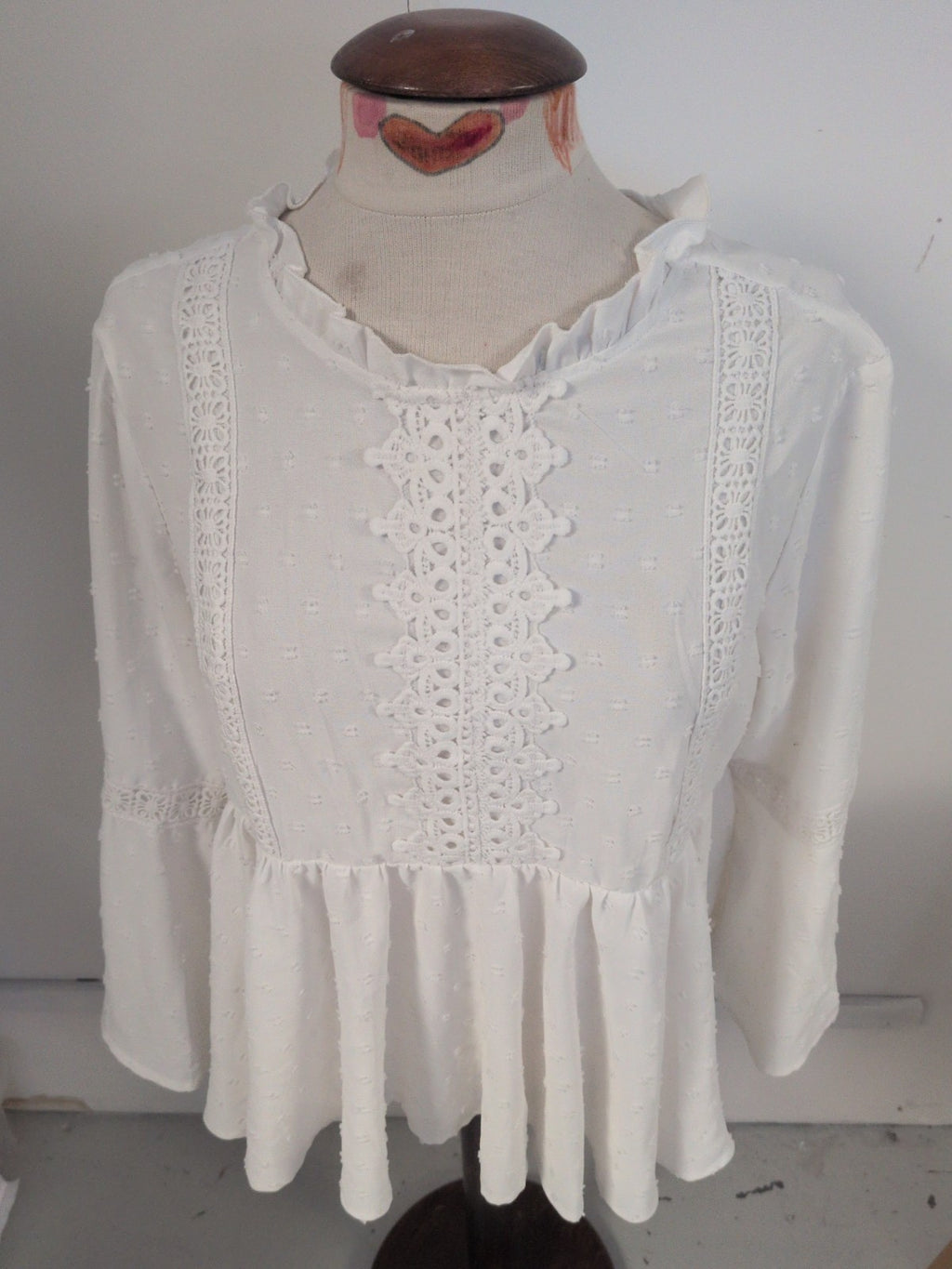 Small White Flowy Long Sleeve Blouse
