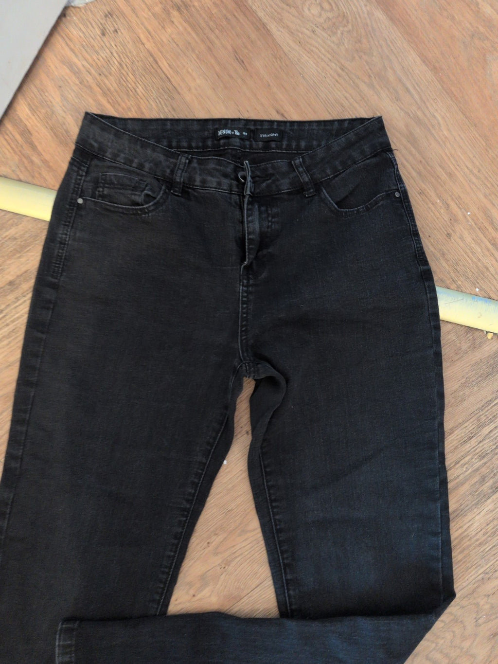 Ladies Denim By TU Size 10r Straight Black Jeans