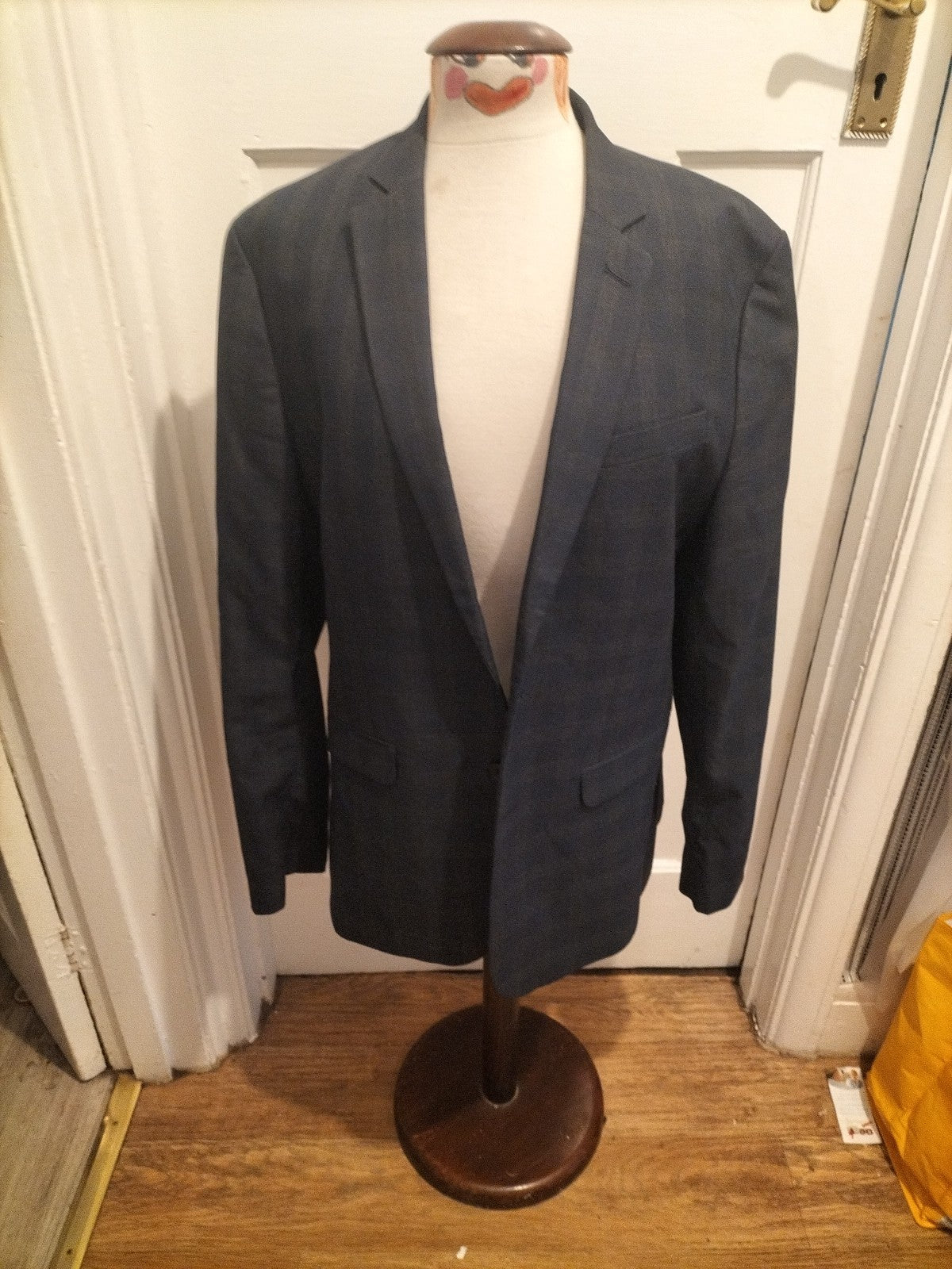 Mens New Look Size 42" Navy Check Padded Blazer Lined