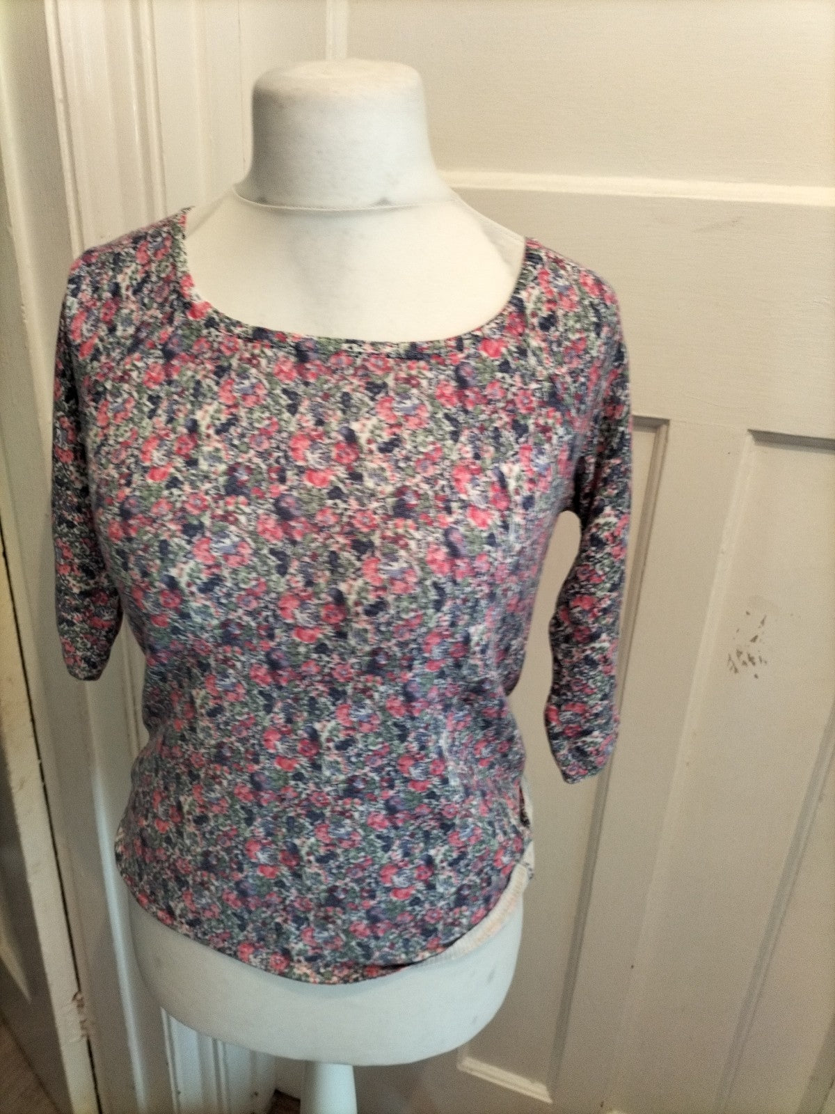 Fat Face 10 Multi Coloured Floral 3/4 Sleeve Blouse