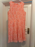 Ladies Marks And Spencer Size 14 Petite Neon Orange Floral Sleeveless Dress